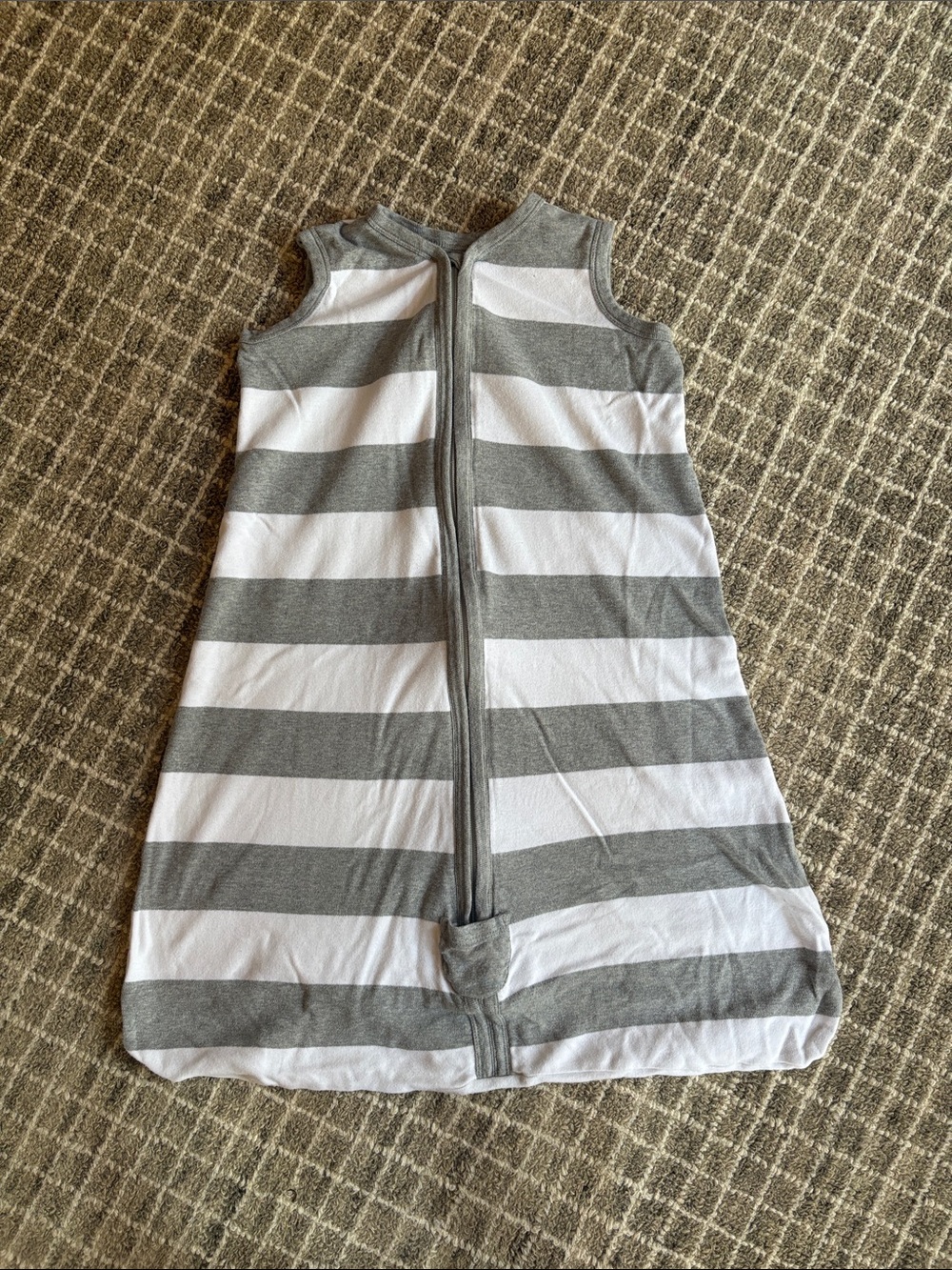 Kids Striped Gray & White Sleep Sack with Front Zipper (Size Medium)
